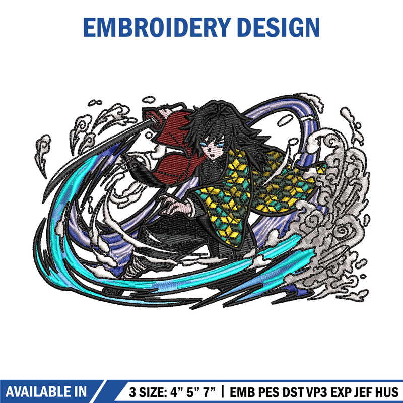 Giyu water embroidery design, Demon slayer embroidery, Anime design, Embroidery shirt, Embroidery file, Digital download.jpg