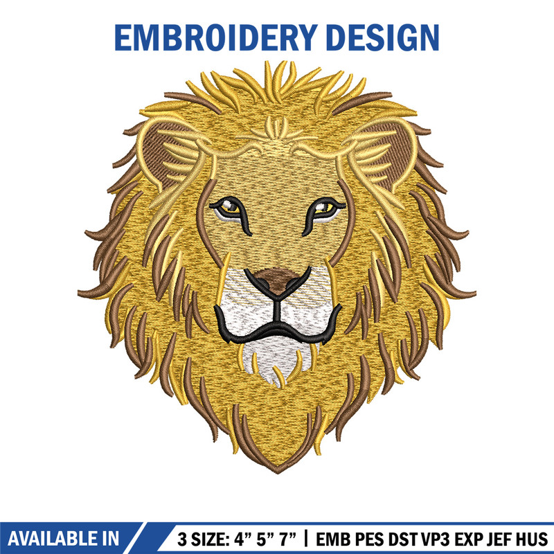 Goden lion embroidery design, Lion embroidery, Embroidery file, Embroidery shirt, Emb design, Digital download.jpg