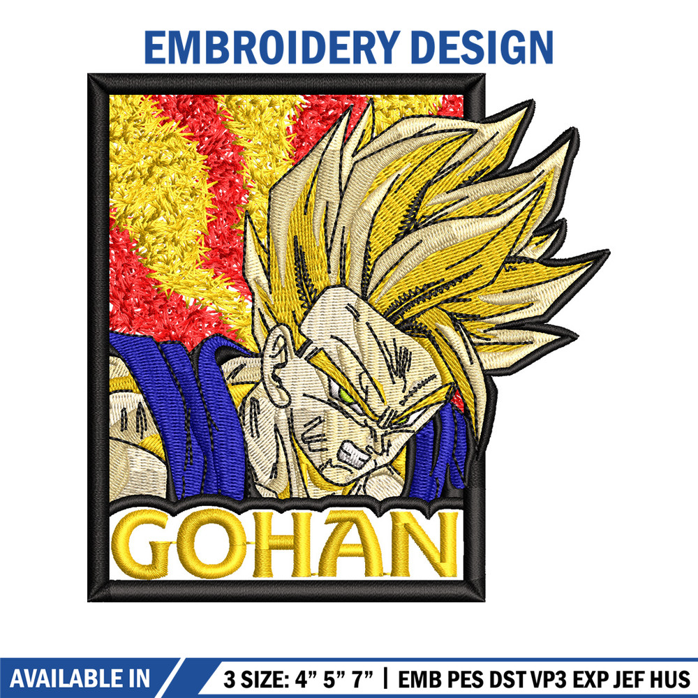 Gohan poster embroidery design, Dragonball embroidery, Anime design, Embroidery shirt, Embroidery file, Digital download.jpg