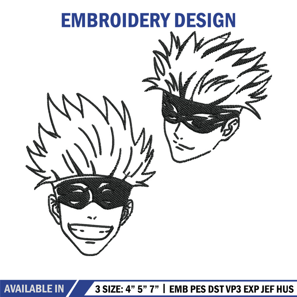 Gojo face Embroidery Design, Jujutsu Embroidery, Embroidery File, Anime Embroidery, Anime shirt, Digital download.jpg