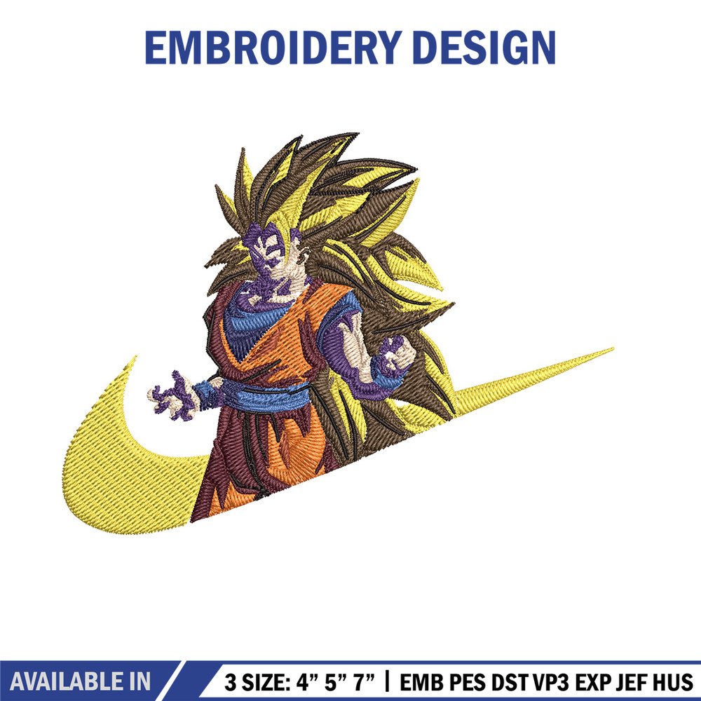 Goku ssj 3 Embroidery Design, Dragonball Embroidery, Embroidery File, Nike Embroidery, Anime shirt, Digital download.jpg