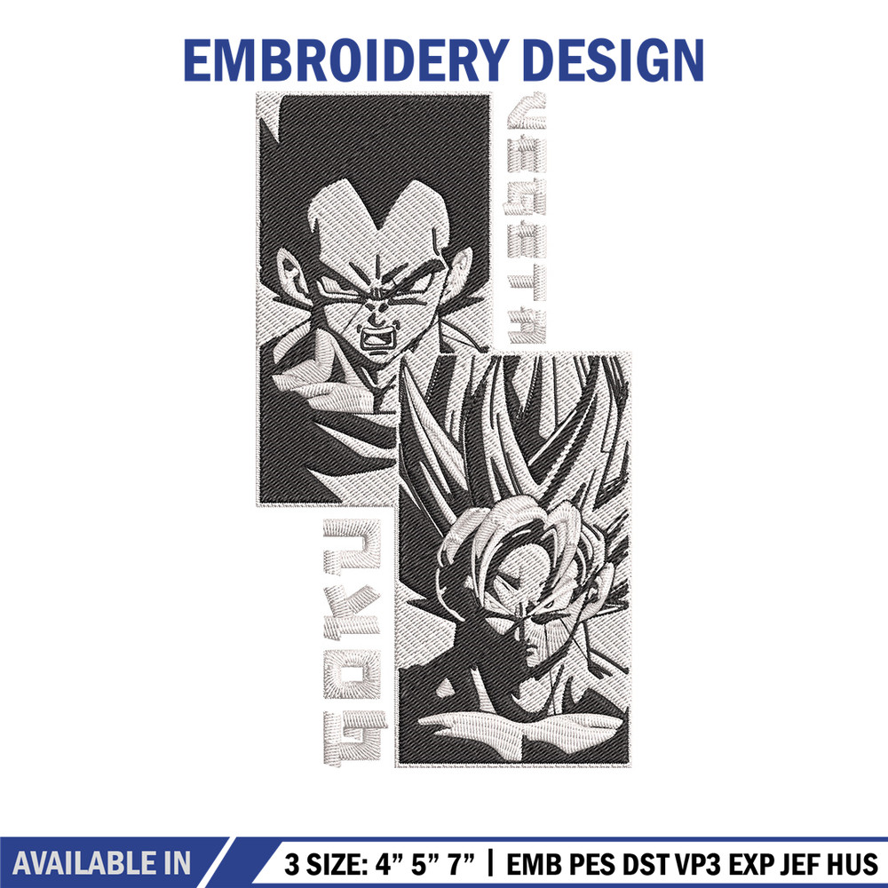 Goku x Vegeta Embroidery Design, Dragonball Embroidery, Embroidery File, Anime Embroidery, Anime shirt, Digital download.jpg