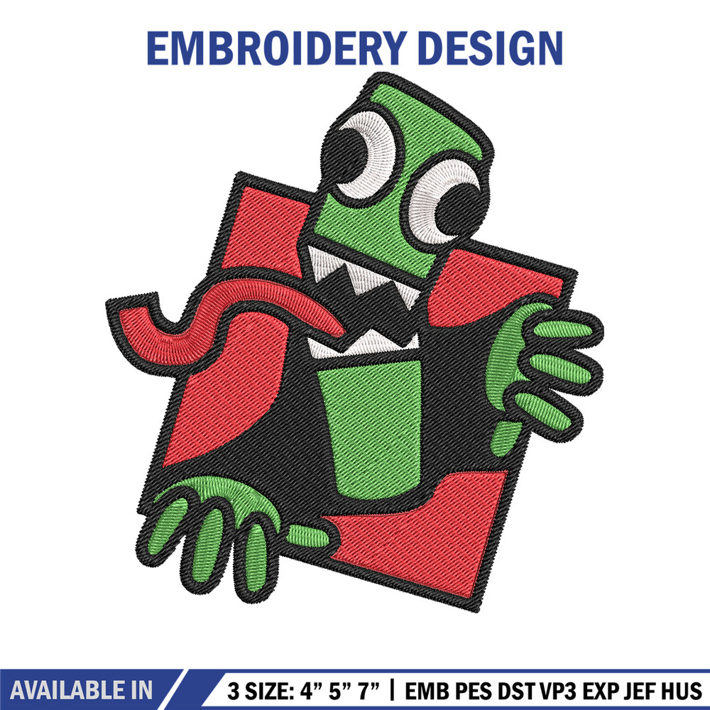 Green Rainbow Embroidery Design, Rainbow Friends Embroidery, Embroidery File, Anime Embroidery, Digital download.jpg