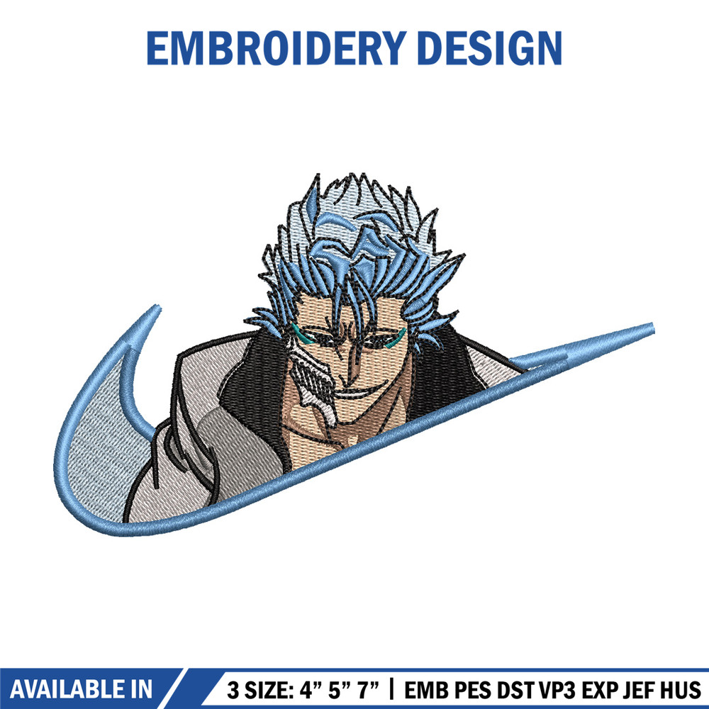 Grimmjow nike embroidery design, Bleach embroidery, Nike design, Embroidery shirt, Embroidery file, Digital download.jpg