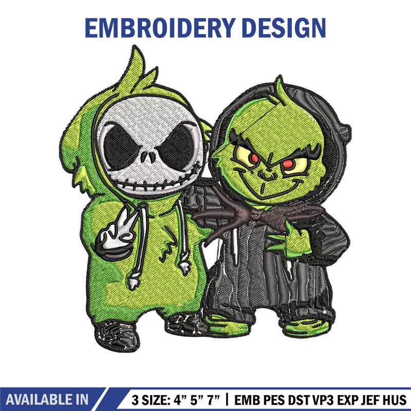 Grinch And Jack Skellington Embroidery design, Grinch Christmas Embroidery, Horror design, logo shirt, Digital download..jpg