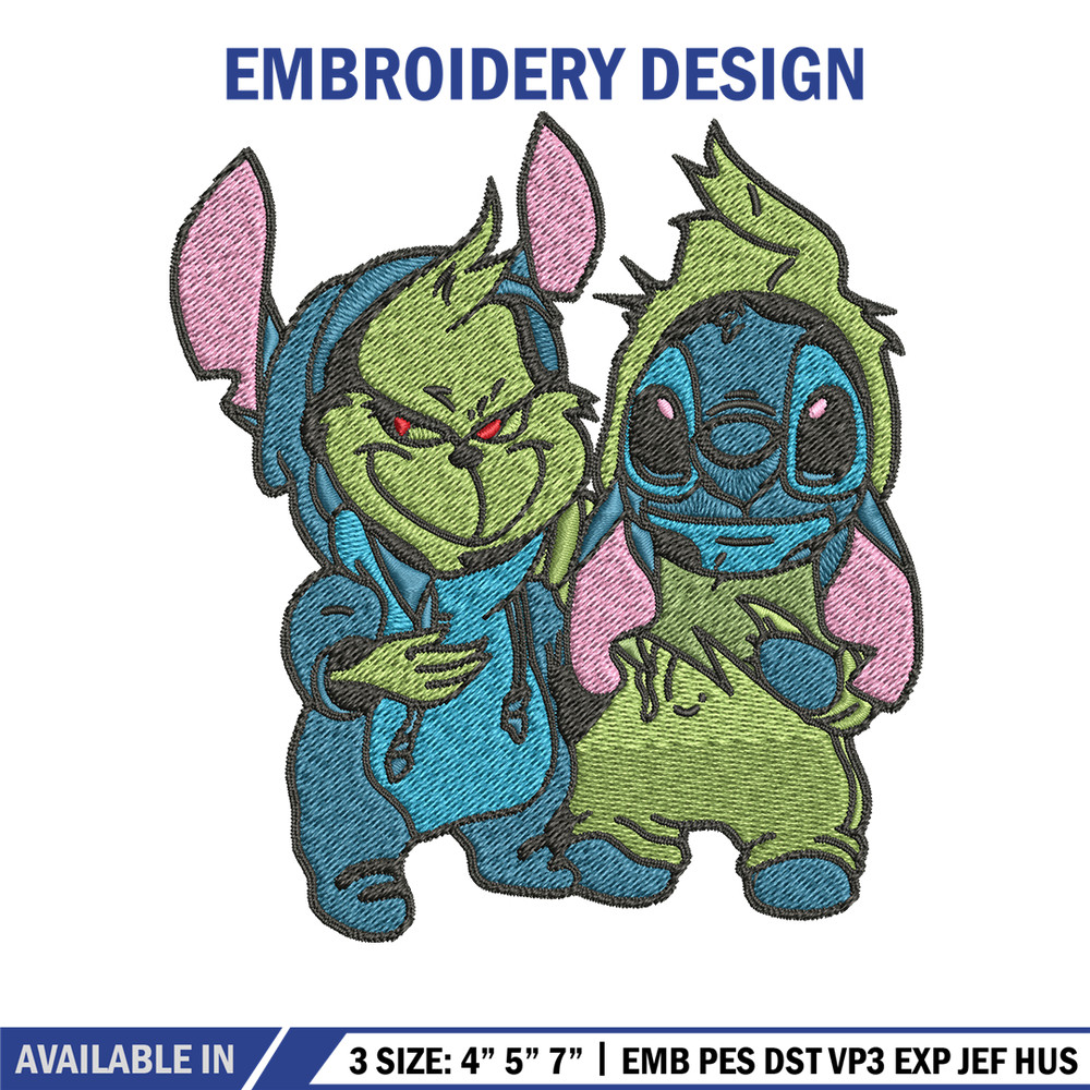 Grinch and Stitch Embroidery design, Grinch and Stitch Embroidery, cartoon design, logo shirt, Digital download..jpg