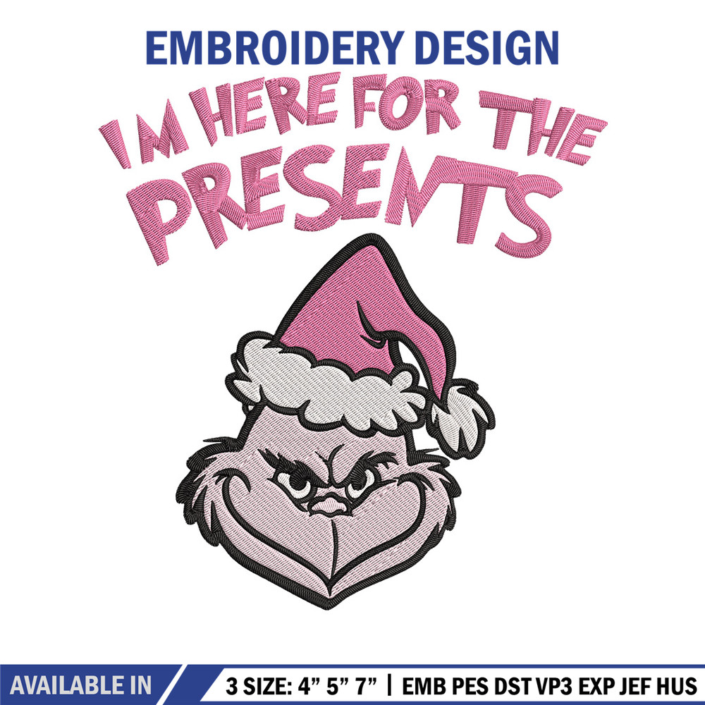 Grinch Im here Embroidery Design, Grinch Embroidery, Embroidery File, Chrismas Embroidery, Anime shirt, Digital download.jpg