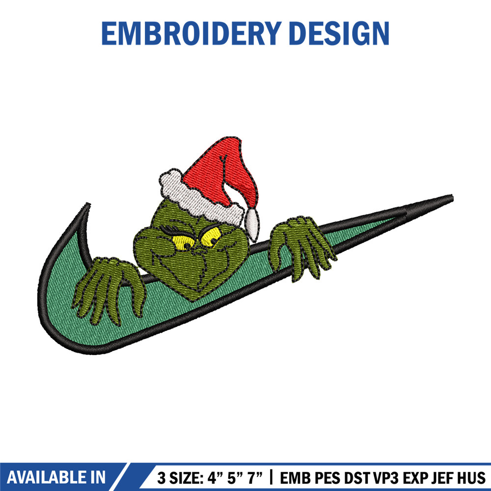 Grinch Nike embroidery design, Grinch Nike embroidery, Nike design, logo shirt, Embroidery shirt, Digital download..jpg