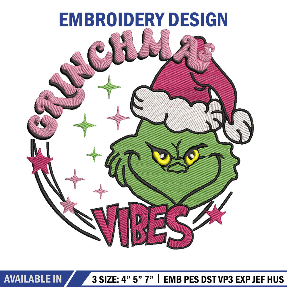 Grinch vibes embroidery design, Grinch embroidery, Chrismas design,Embroidery shirt, Embroidery file, Digital download.jpg
