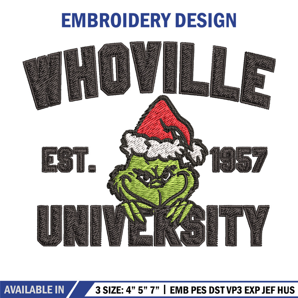 Grinch Whoville University Christmas Embroidery design, Grinch Christmas Embroidery, Grinch design, Digital download.jpg