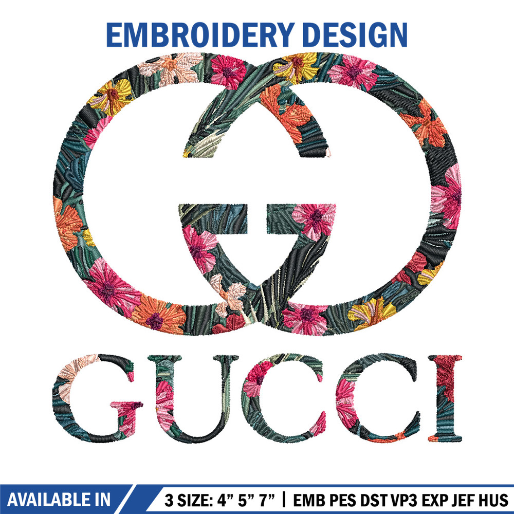 Gucci flower Embroidery Design, Gucci Embroidery, Brand Embroidery, Logo shirt, Embroidery File, Digital download 1.jpg