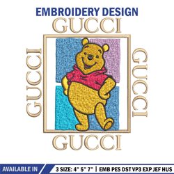 gucci winnie pooh embroidery design, winnie pooh embroidery, cartoon design, embroidery file, embroidery design
