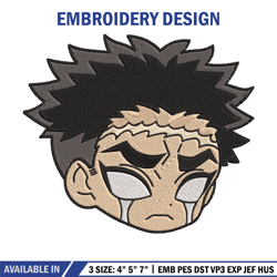 gyomei sticker embroidery design, demon slayer embroidery, embroidery file, anime embroidery, embroidery design