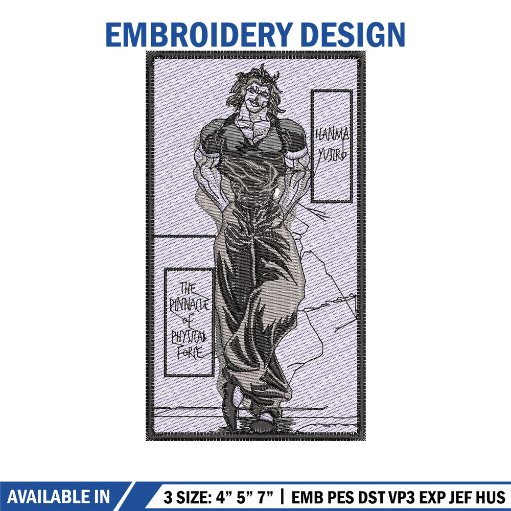 Hanma yujiro embroidery design, Baki embroidery, Anime design, Embroidery shirt, Embroidery file, Digital download.jpg