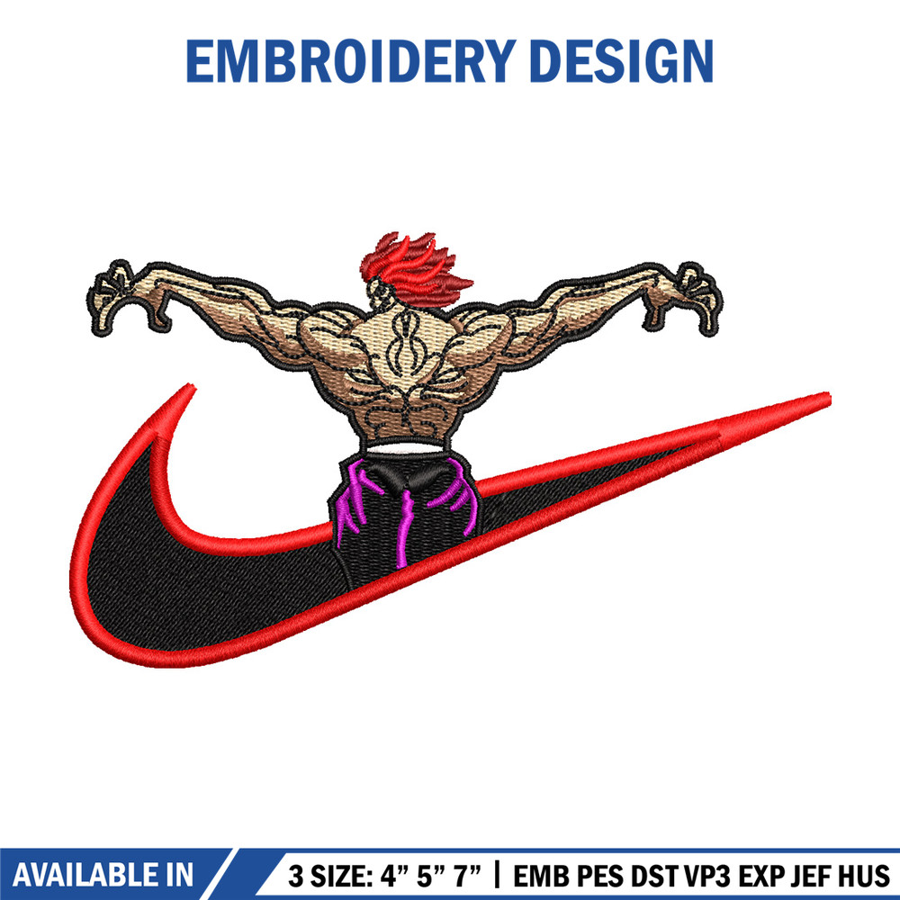 Hanma yujiro nike embroidery design, Baki embroidery, Nike design, Embroidery shirt, Embroidery file, Digital download.jpg
