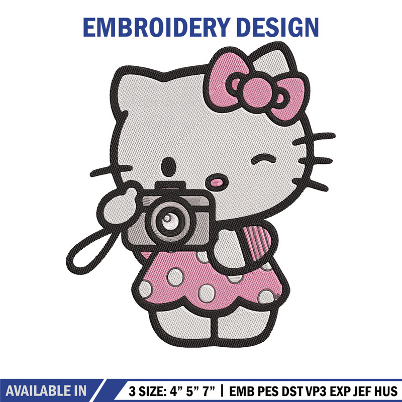 Hello kitty camera Embroidery Design, Hello kitty Embroidery, Embroidery File, Anime Embroidery, Digital download.jpg