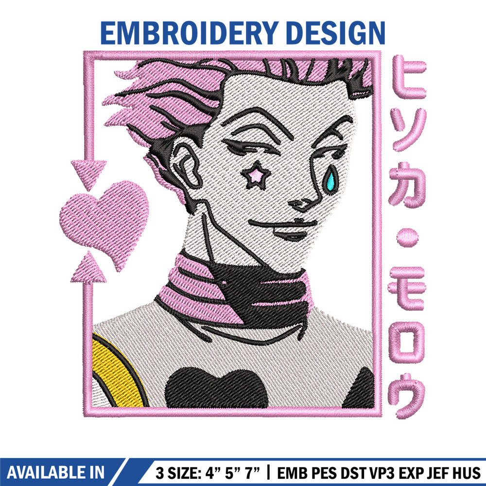 Hisoka pink embroidery design, Hxh embroidery, Embroidery shirt, Embroidery file, Anime design, Digital download.jpg