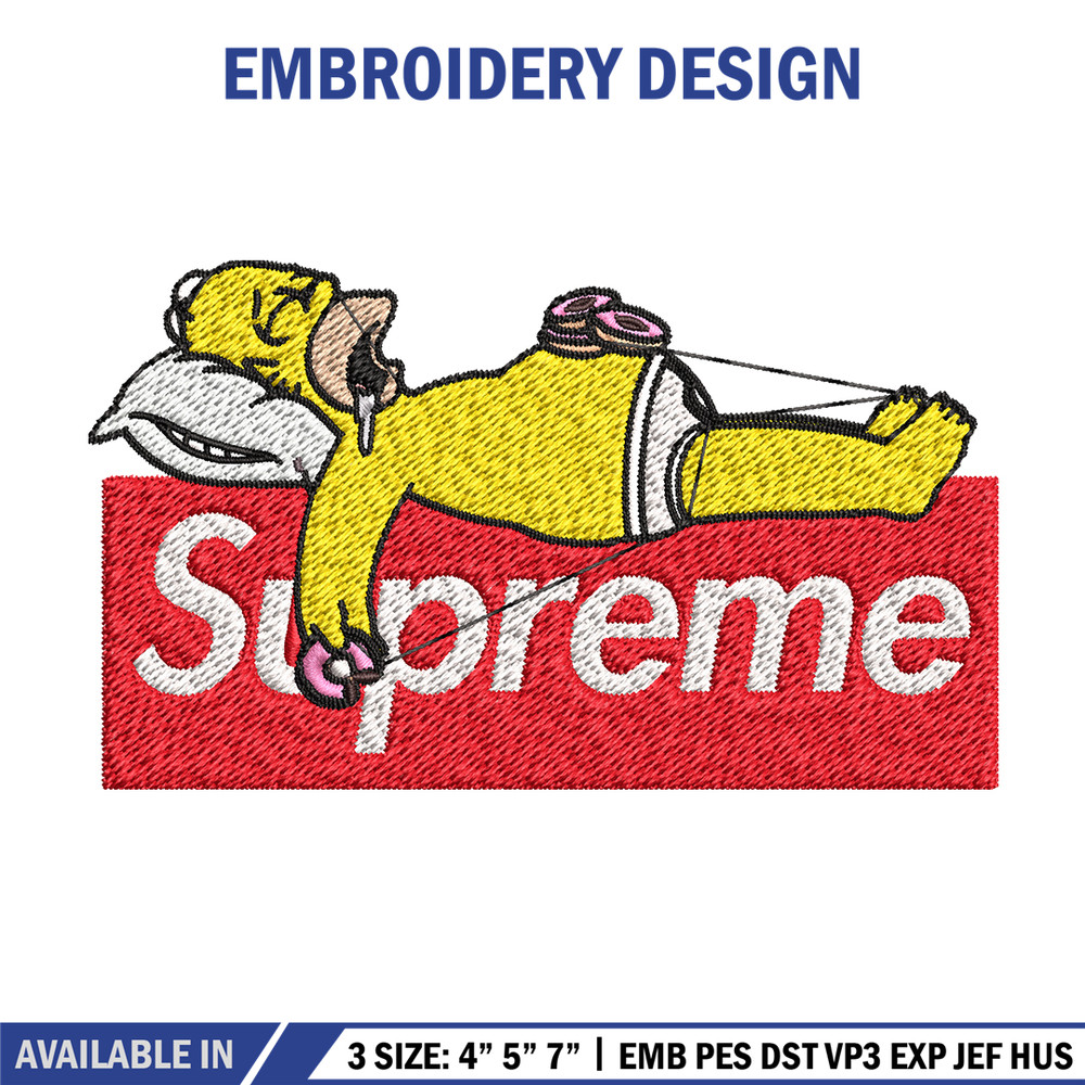 Homer Simpson supreme Embroidery design, Simpson Embroidery, cartoon design, Embroidery File, Instant download..jpg