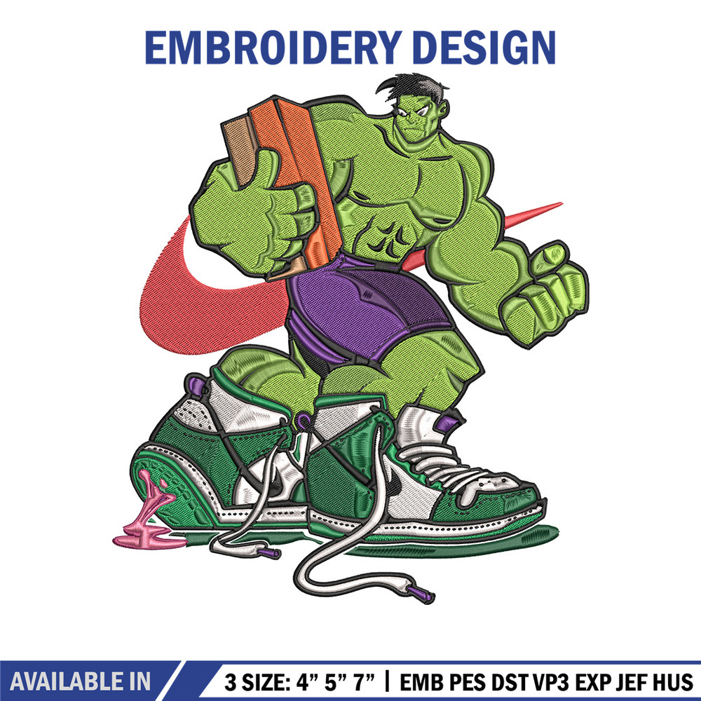 Hulk x nike Embroidery Design, Marvel Embroidery, Embroidery File, Nike Embroidery, Anime shirt, Digital download.jpg