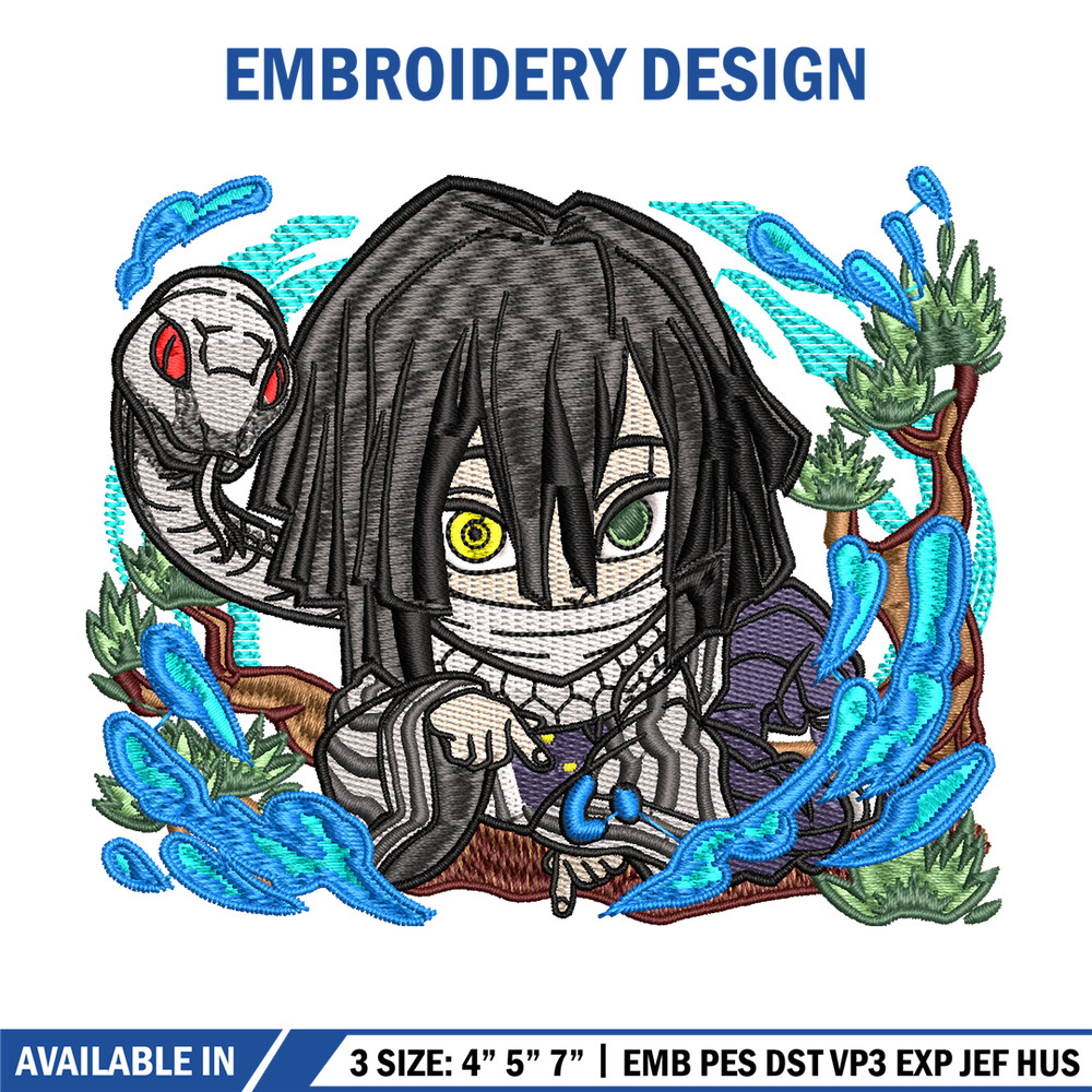 Iguro Obanai chibi embroidery design, Kimetsu no Yaiba embroidery, embroidery file, anime design, Digital download.jpg