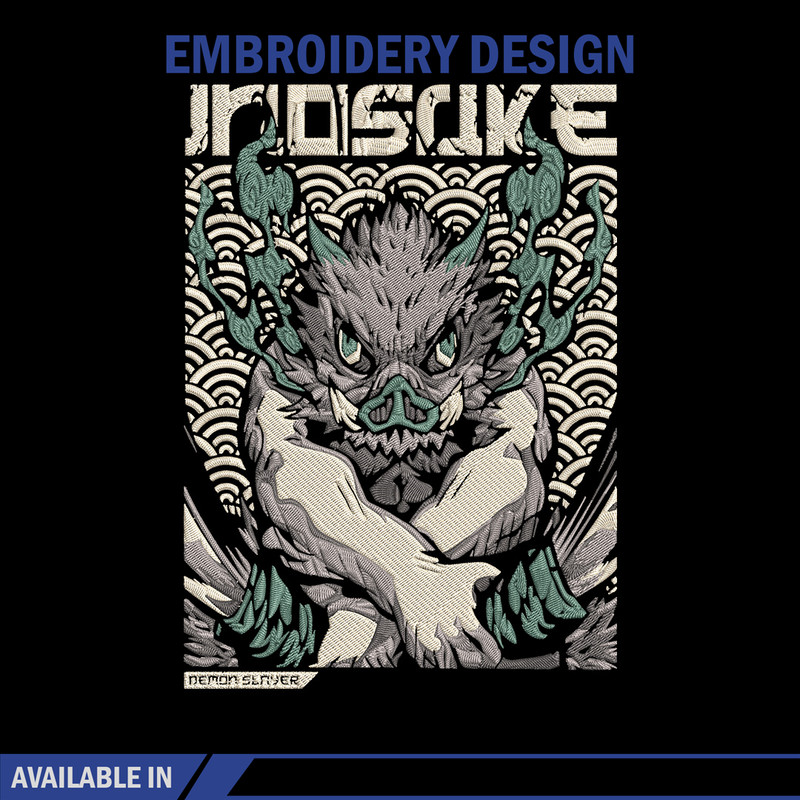 Inosuka poster Embroidery Design, Demon slayer Embroidery, Embroidery File,Anime Embroidery,Anime shirt,Digital download.jpg