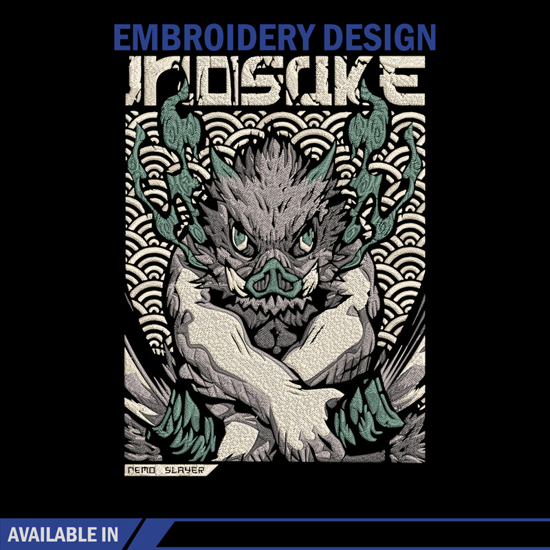 Inosuka poster Embroidery Design, Demon slayer Embroidery,Embroidery File,Anime Embroidery,Anime shirt,Digital download.jpg