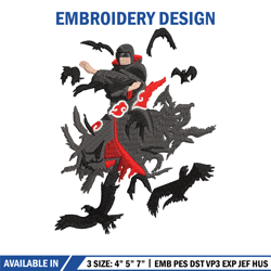itachi crow embroidery design, naruto embroidery, embroidery file, anime design, anime shirt, embroidery design