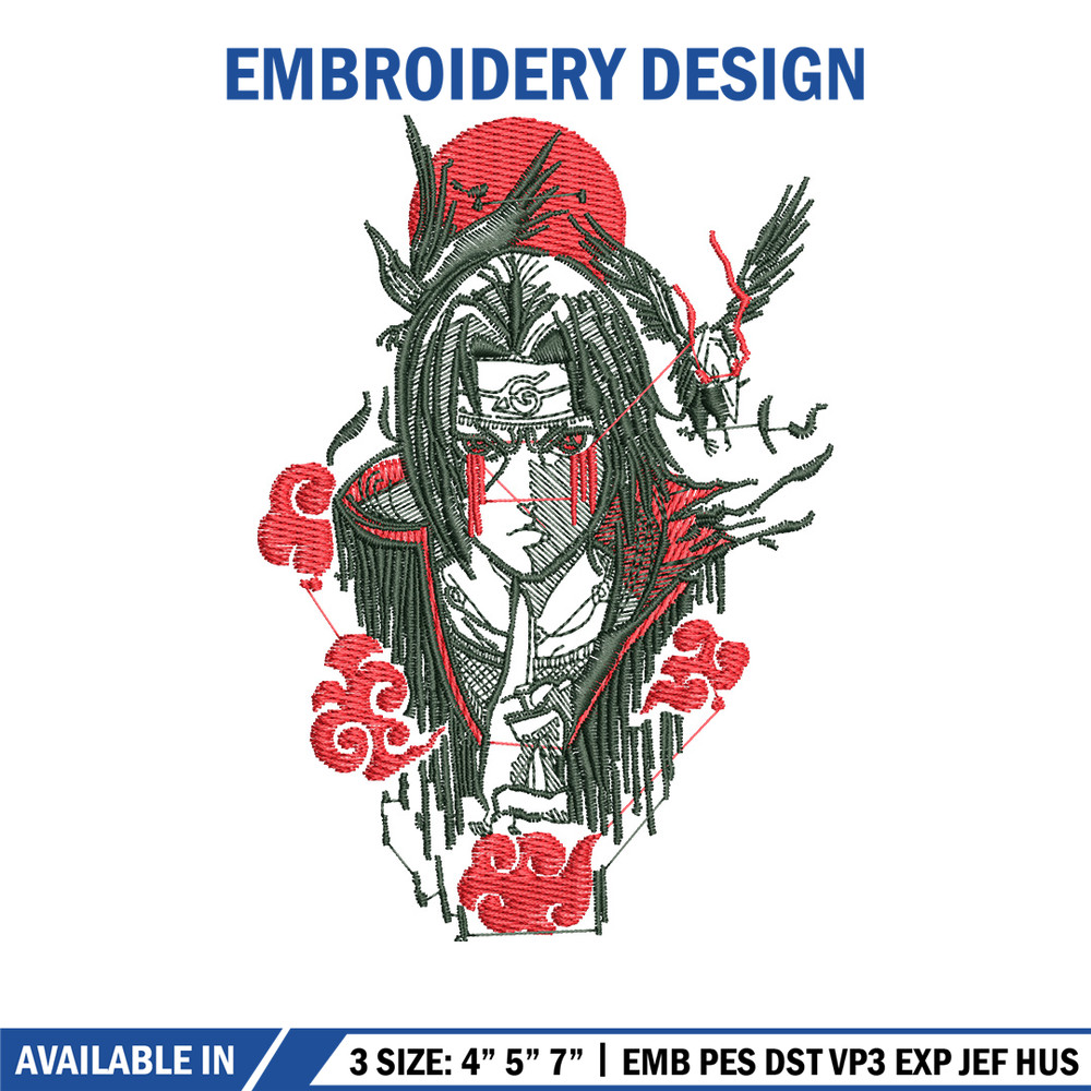 Itachi eagle embroidery design, Naruto embroidery, Anime design, Embroidery shirt, Embroidery file, Digital download.jpg