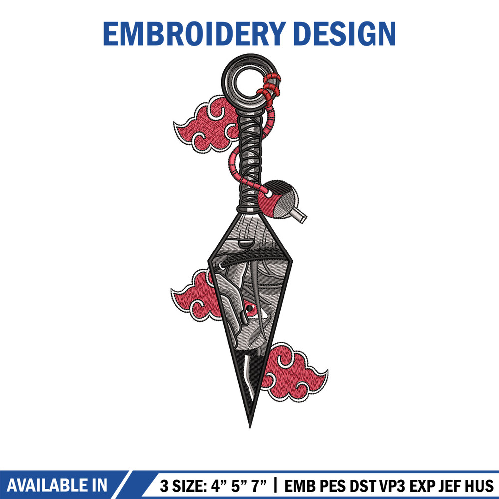 Itachi kunai embroidery design, Naruto embroidery, Embroidery file, Embroidery shirt, Emb design, Digital download.jpg