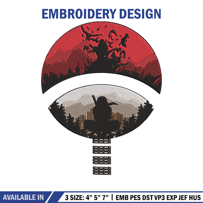 Itachi red moon Embroidery Design, Naruto Embroidery, Embroidery File, Anime Embroidery, Anime shirt, Digital download..jpg