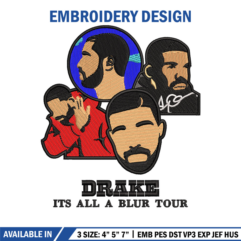 Its a blur tour embroidery design, Drake embroidery, Embroidery file, Embroidery shirt, Emb design, Digital download.jpg