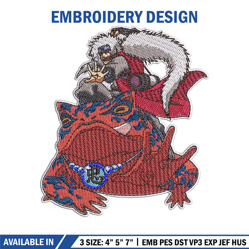 Jiraiya frog embroidery design, Naruto embroidery, Anime design, Embroidery shirt, Embroidery file, Digital download.jpg