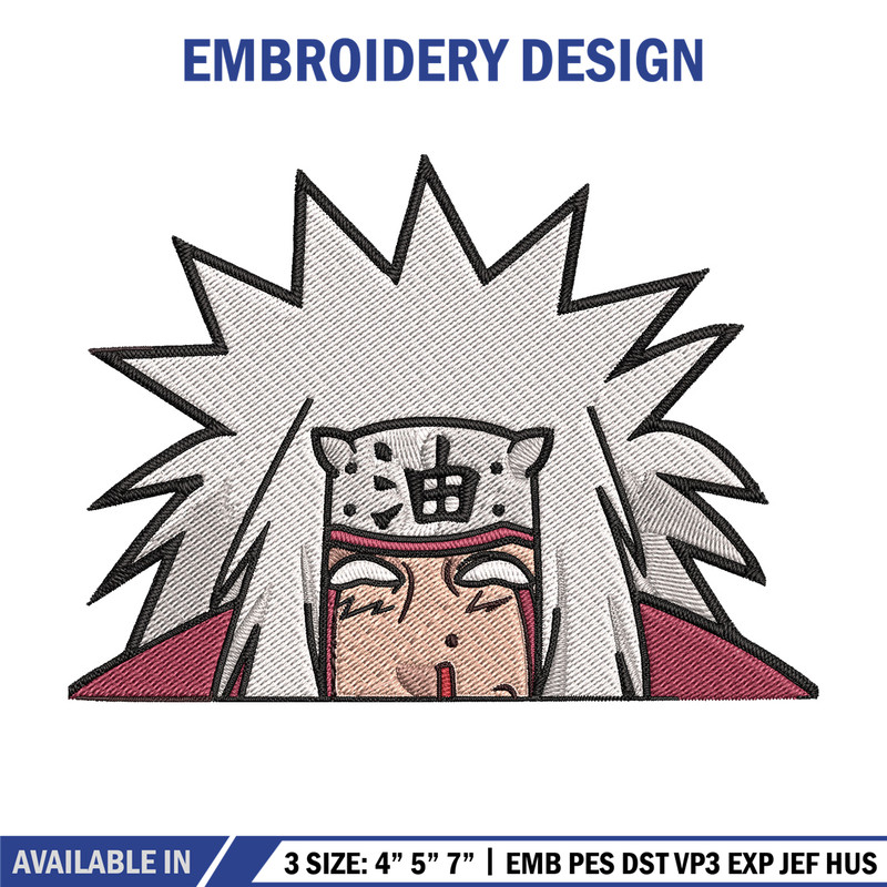 Jiraiya Peeker Embroidery Design, Naruto Embroidery, Embroidery File, Anime Embroidery, Anime shirt, Digital download.jpg