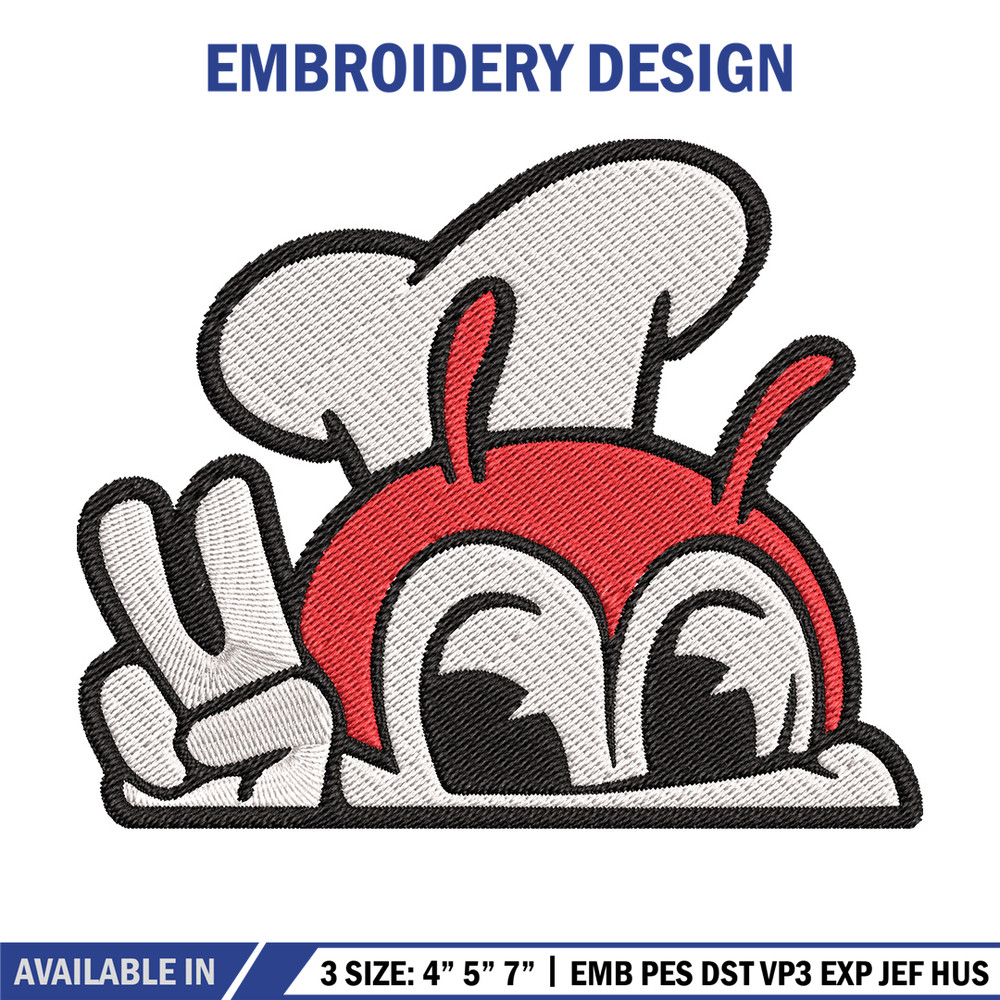 Jollibee Peek Embroidery Design, Logo Embroidery, Embroidery File, Anime Embroidery, Anime shirt, Digital download.jpg