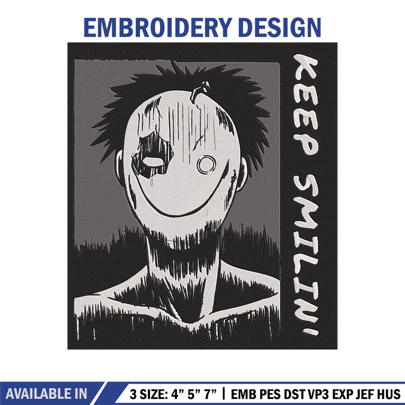 Just Smile Embroidery Design, Horror Embroidery, Embroidery File, Anime Embroidery,Anime shirt, Digital download.jpg