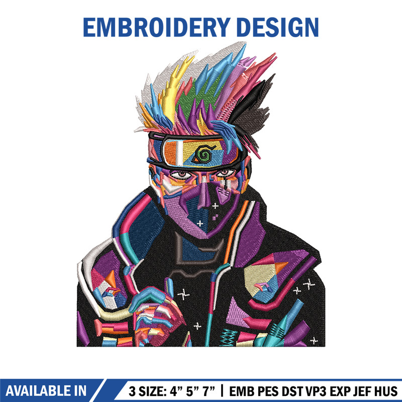 Kakashi color embroidery design, Naruto embroidery, logo design, Embroidery shirt, anime shirt, Instant download.jpg