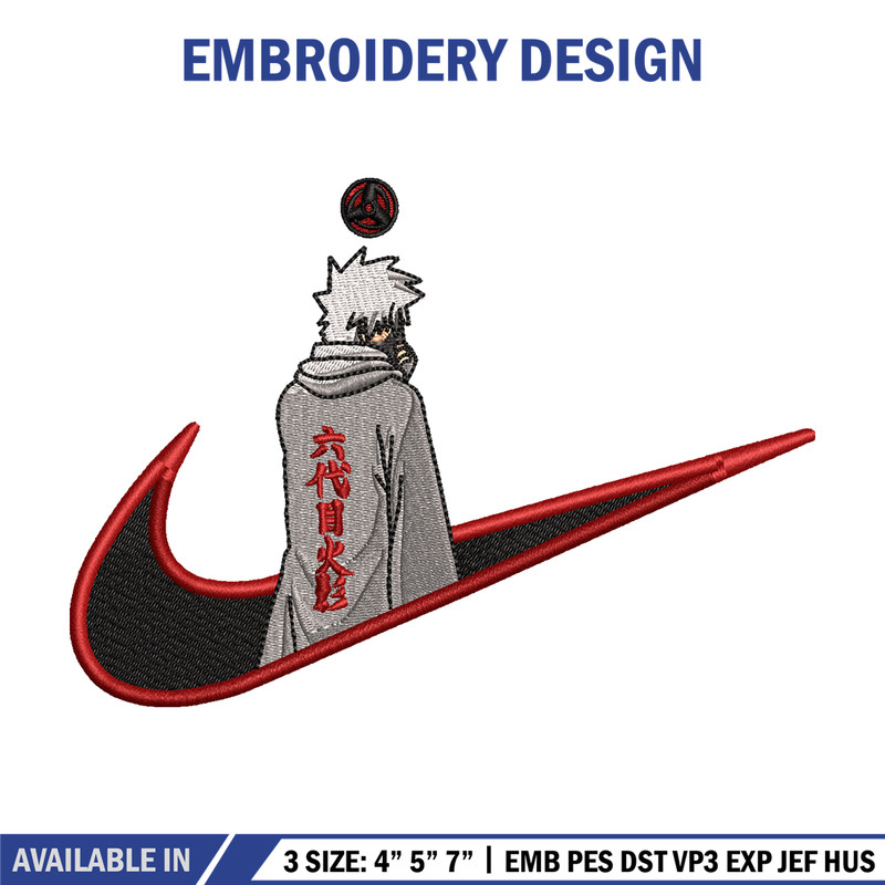 Kakashi Hatake 6 Nike embroidery design, Naruto embroidery, nike design, anime design, anime shirt, Digital download.jpg