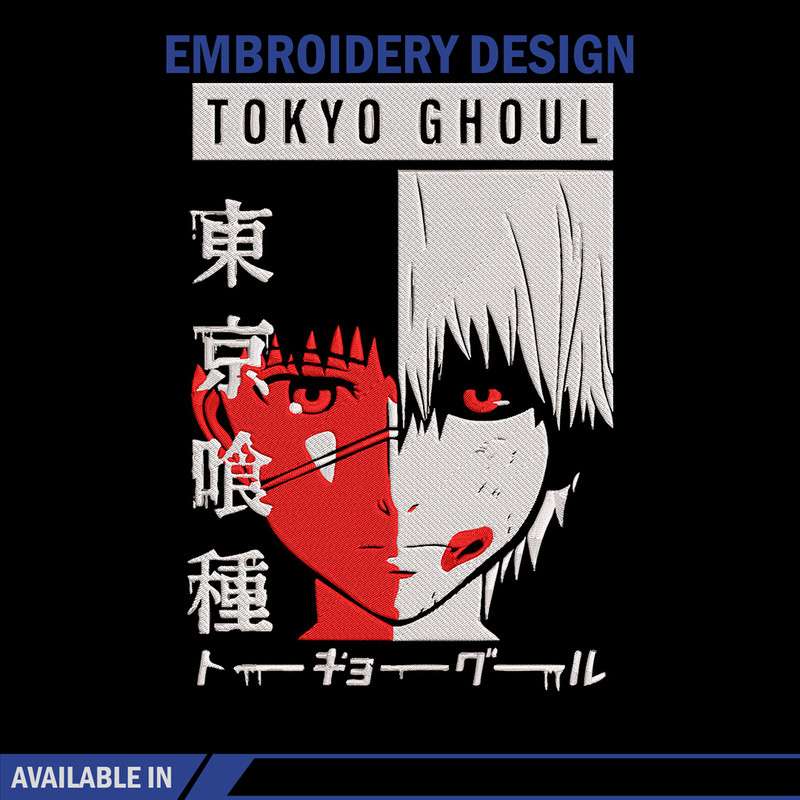 Ken kaneki poster Embroidery Design, Tokyo Ghoul Embroidery, Embroidery File, Anime Embroidery, Digital download.jpg