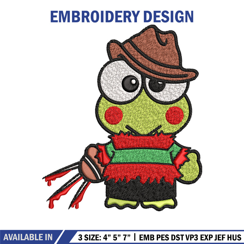 Keroppi Freddy Krueger Embroidery design, Horror Embroidery, horror design, Embroidery File, Digital download..jpg