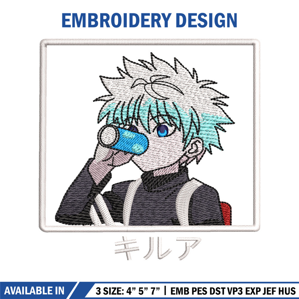 Killua embroidery design, hunter x hunter embroidery, anime design, logo design, anime shirt, Digital download..jpg