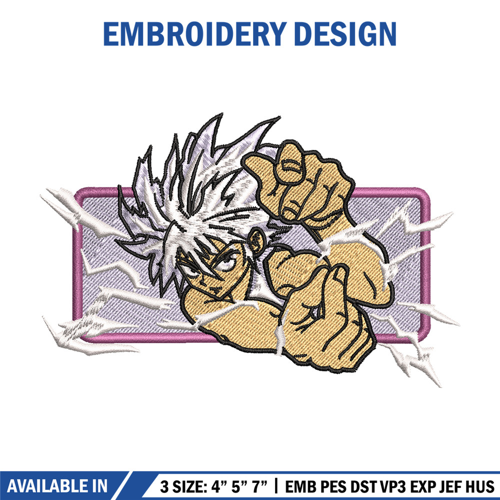 Killua zoldyck embroidery design, hunter x hunter embroidery, anime design, anime shirt, Digital download.jpg