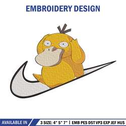 koduck x nike embroidery design, pokemon embroidery, embroidery file, nike embroidery, anime shirt, embroidery design