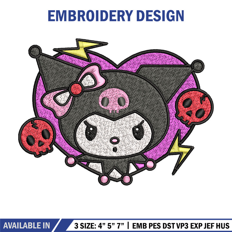 Kuromi Embroidery design, Hello Kitty Embroidery, cartoon design, Embroidery File, cartoon shirt, Digital download.jpg