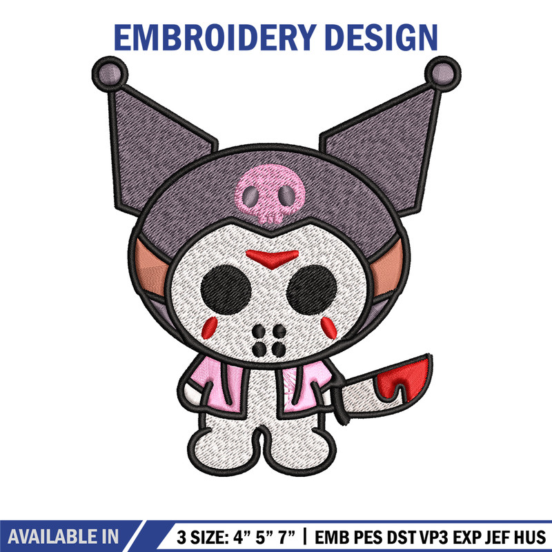 Kuromi Jason Voorhees Embroidery design, Halloween Embroidery, cartoon design, Embroidery File, Digital download.jpg