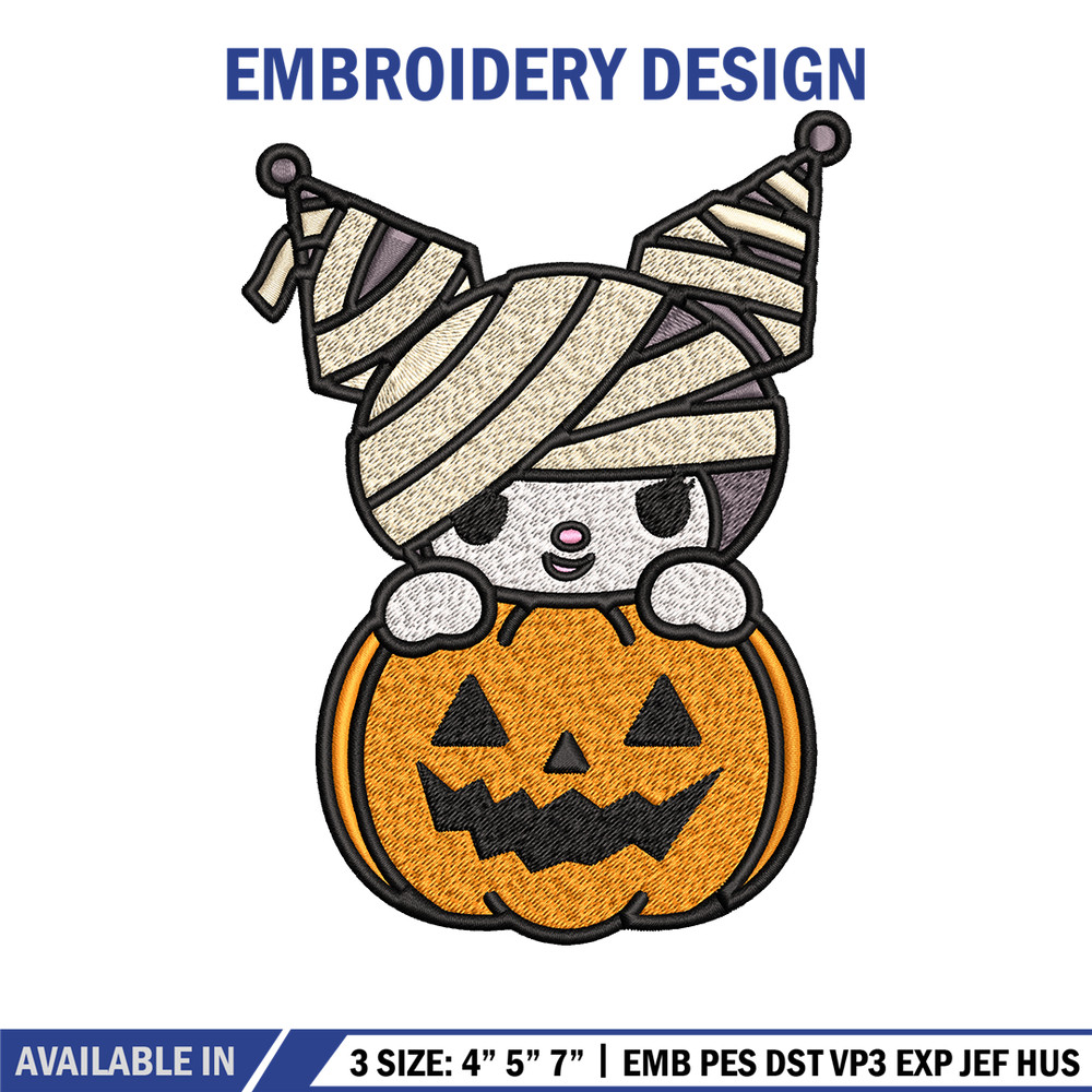Kuromi Mummy Embroidery design, Halloween Embroidery, Embroidery File, cartoon design, logo shirt, Digital download..jpg