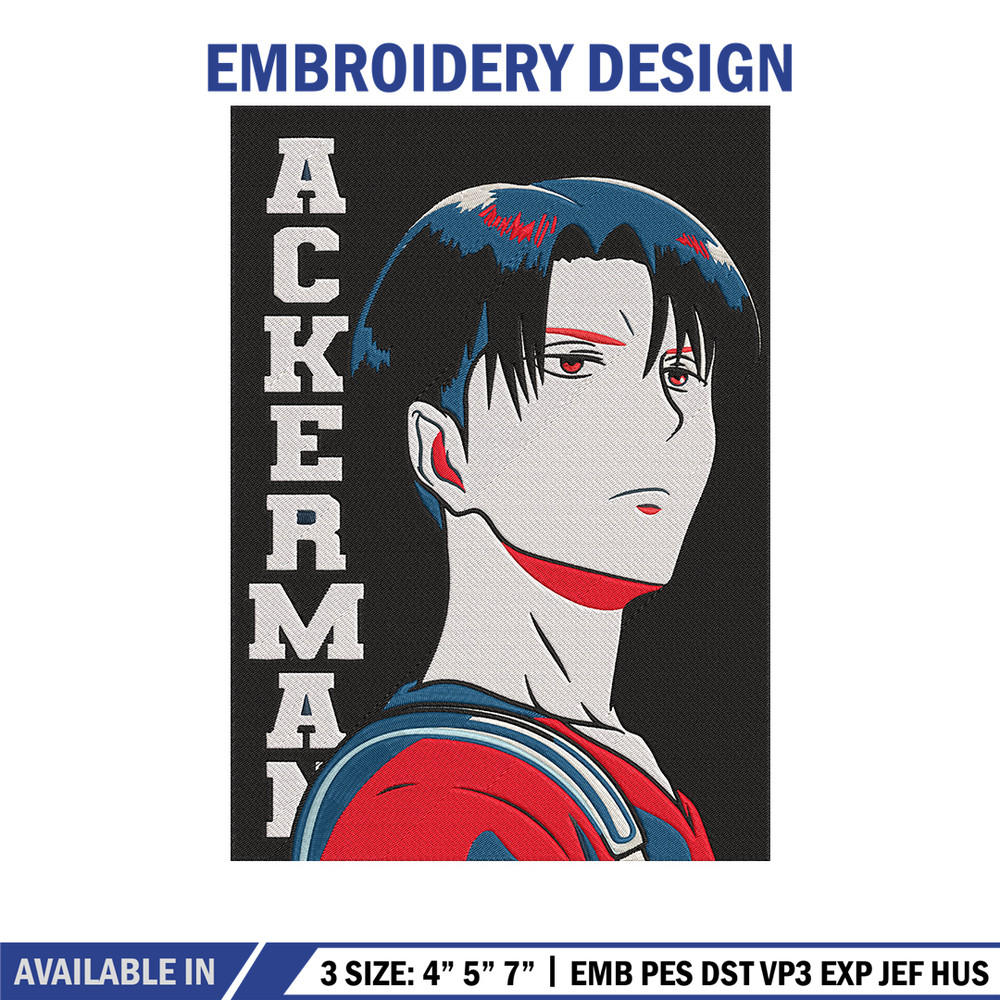 Levi Ackerman Embroidery Design, Aot Embroidery,Embroidery File, Anime Embroidery,Anime shirt,Digital download.jpg