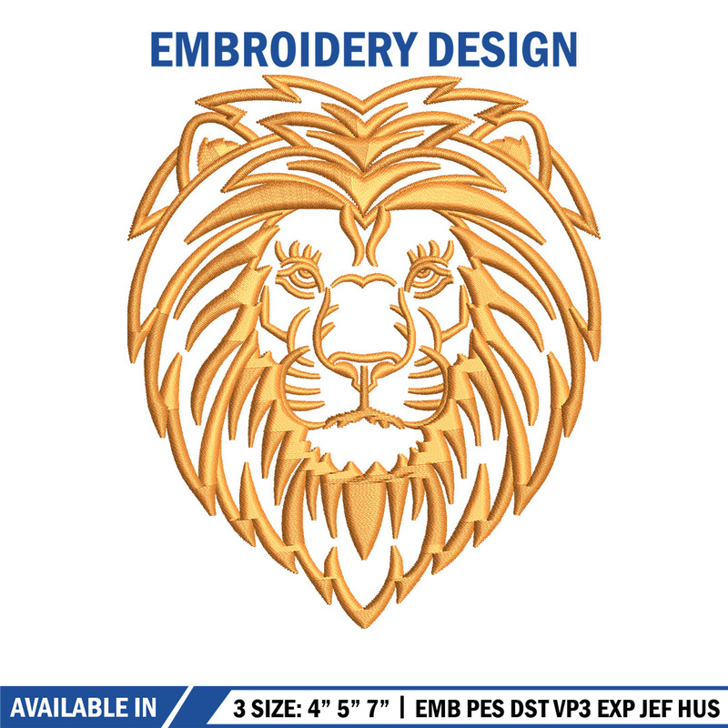 Lion face embroidery design, Lion embroidery, Embroidery file, Embroidery shirt, Emb design, Digital download.jpg