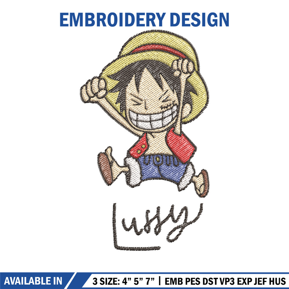 Luffy chibi embroidery design, One piece embroidery, Anime design, Embroidery file, Embroidery shirt, Digital download (.jpg