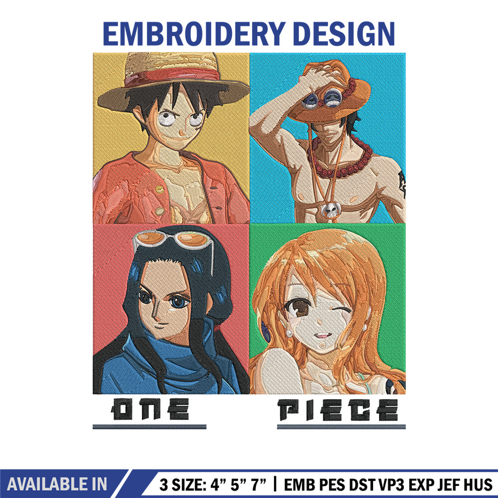 Luffy friends Embroidery Design, One piece Embroidery, Embroidery File, Anime Embroidery, Anime shirt, Digital download..jpg