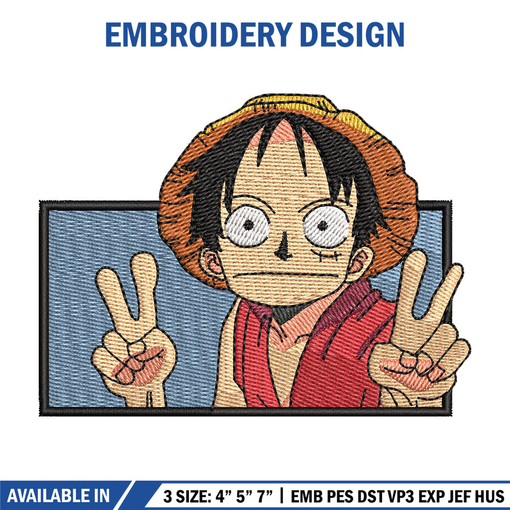 Luffy funny embroidery design, One piece embroidery, Anime design, Embroidery shirt, Embroidery file, Digital download.jpg